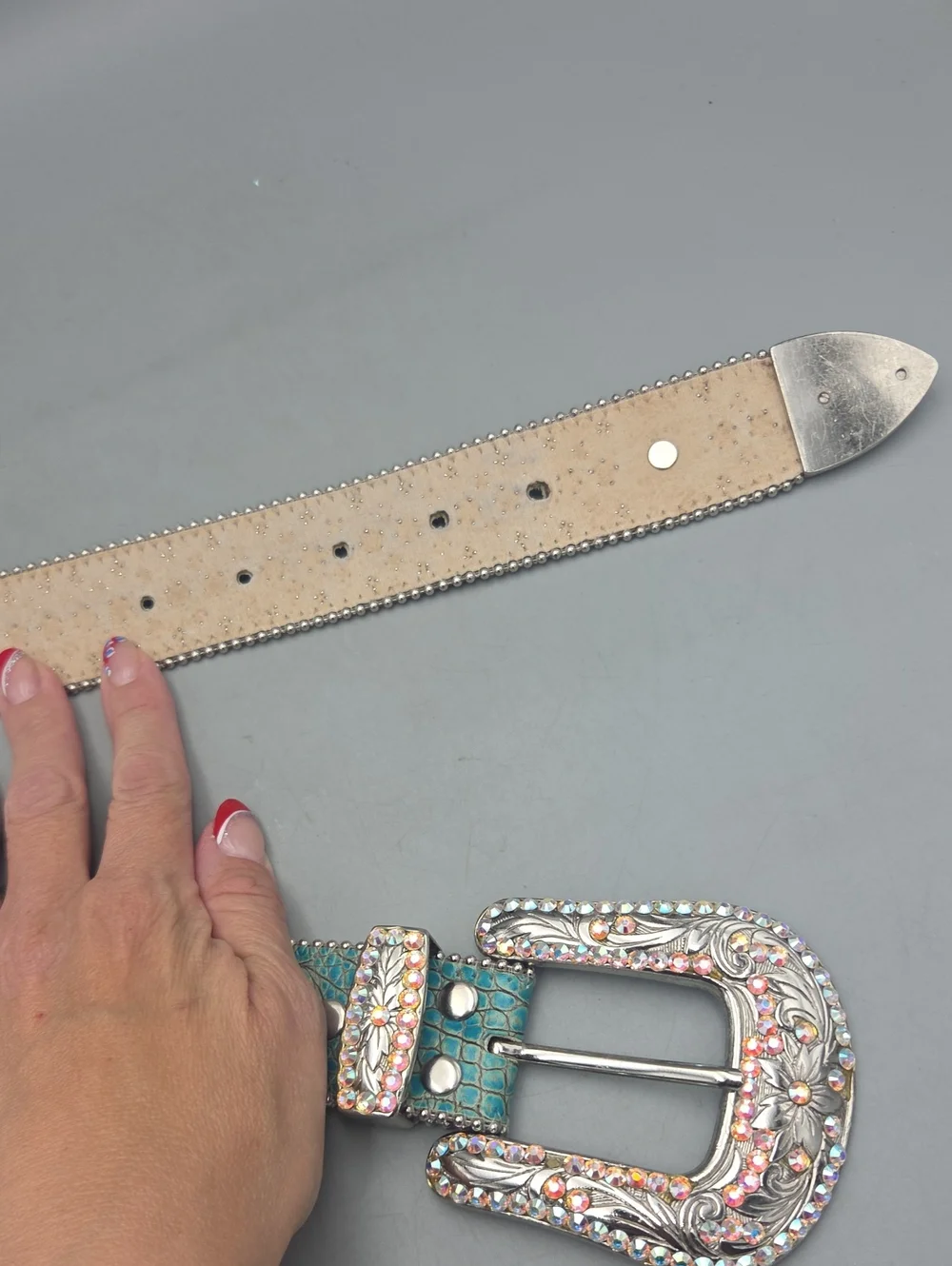 BB Simon Swarovski Belt Aqua Green Light Teal Women Medium